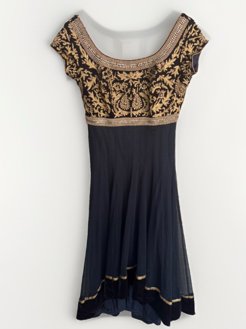 Women’s Indian Black & Gold Beaded Anarkali Size Small